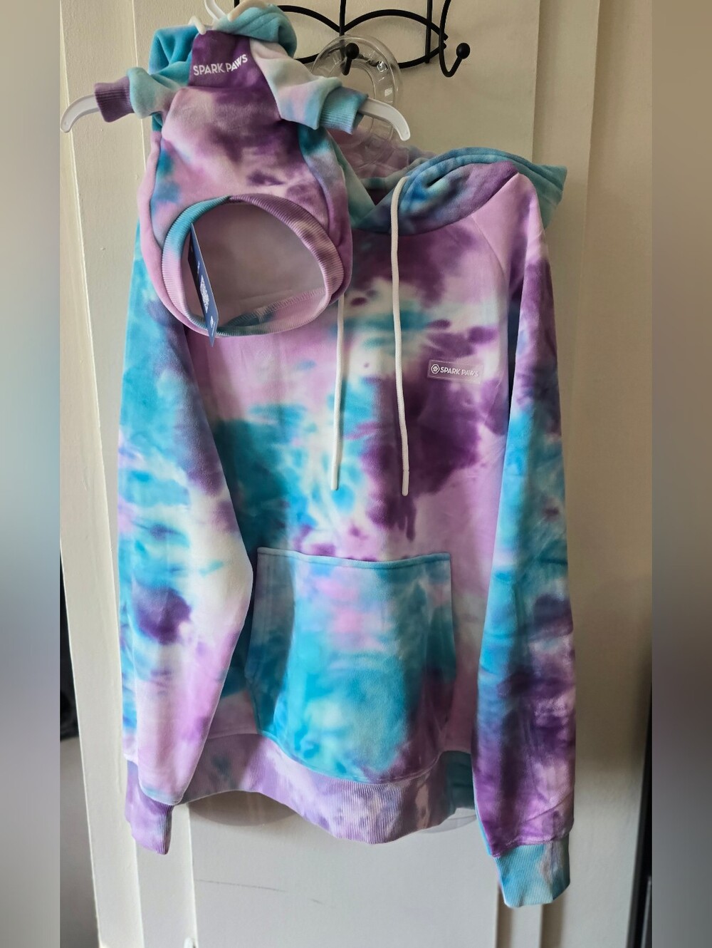 Matching Velet Tie-Dye Purple & Blue Pet Hoodie - Picture 2 of 10